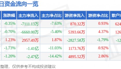 股票行情快报：岩山科技（002195）8月4日主力资金净卖出7111.13万元