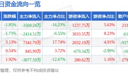 股票行情快报:凌云股份(600480)12月30日主力资金净卖出3569.24万元