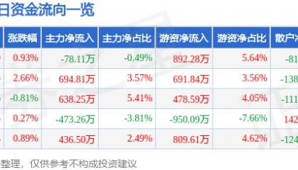 股票行情快报:宁沪高速(600377)12月30日主力资金净卖出78.11万元