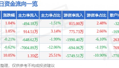 股票行情快报：兄弟科技（002562）6月30日主力资金净卖出494.18万元