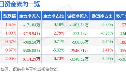 股票行情快报：岩山科技（002195）6月30日主力资金净卖出171.84万元
