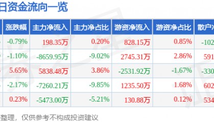 股票行情快报：鹏辉能源（300438）2月25日主力资金净买入198.35万元