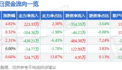 股票行情快报：华天酒店（000428）2月10日主力资金净买入223.33万元