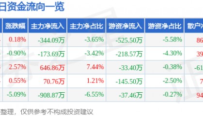 股票行情快报:博汇纸业(600966)12月10日主力资金净卖出344.09万元