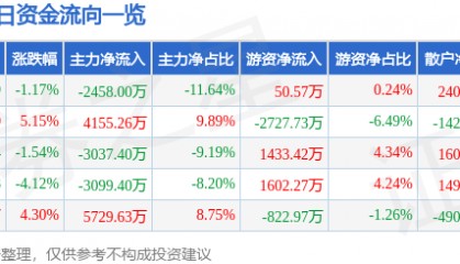 股票行情快报:捷顺科技(002609)12月12日主力资金净卖出2458.00万元