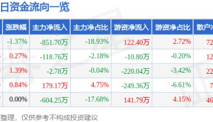 股票行情快报:ST易事特(300376)2月11日主力资金净卖出851.70万元