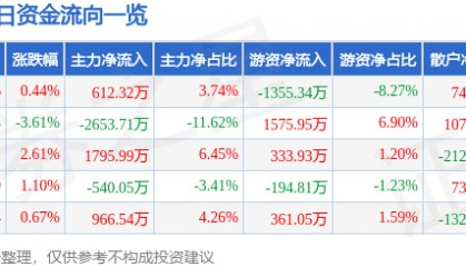 股票行情快报：兄弟科技（002562）5月29日主力资金净买入612.32万元