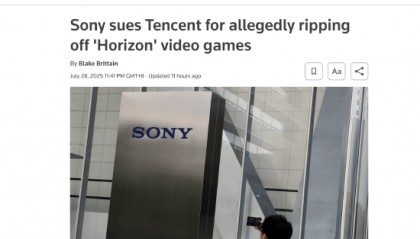 索尼起诉腾讯!指控腾讯新游《荒野起源》涉嫌抄袭《地平线:零之曙光》,称《荒野起源》是《地平线》的“照搬克隆版”,腾讯官方暂未回应