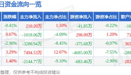 股票行情快报:鼎龙股份(300054)12月25日主力资金净买入210.20万元