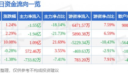 股票行情快报:实达集团(600734)2月5日主力资金净卖出1.55亿元