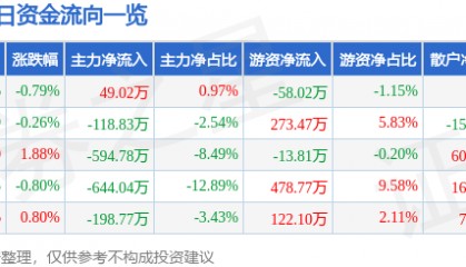 股票行情快报:山西焦化(600740)2月28日主力资金净买入49.02万元