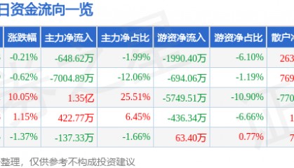 股票行情快报：兄弟科技（002562）6月26日主力资金净卖出648.62万元