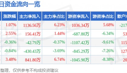 股票行情快报:捷顺科技(002609)12月3日主力资金净买入1136.56万元