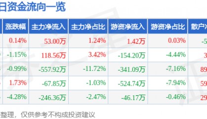 股票行情快报:城市传媒(600229)6月19日主力资金净买入53.00万元